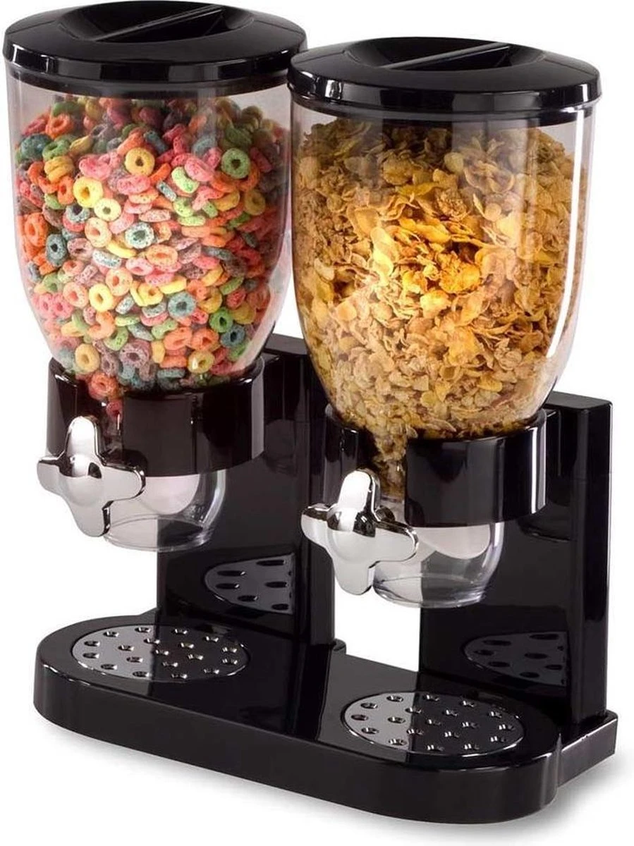 MikaMax Cornflakes Dispenser - Voorraadbus - Cornflakes Voorraadpot - Ontbijt Granendispenser - Zwart - 2 X 500 Gram 3 MikaMax Cornflakes Dispenser - Voorraadbus - Cornflakes Voorraadpot - Ontbijt Granendispenser - Zwart - 2 X 500 Gram - Afbeelding 3