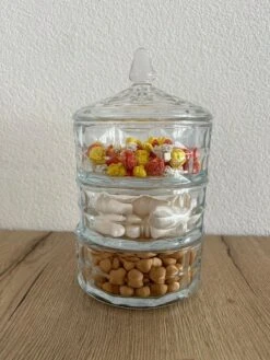 MONOO Bonbonniére - 3 Laags Glazen Voorraadpot - Glazen Snoeppot Met Deksel