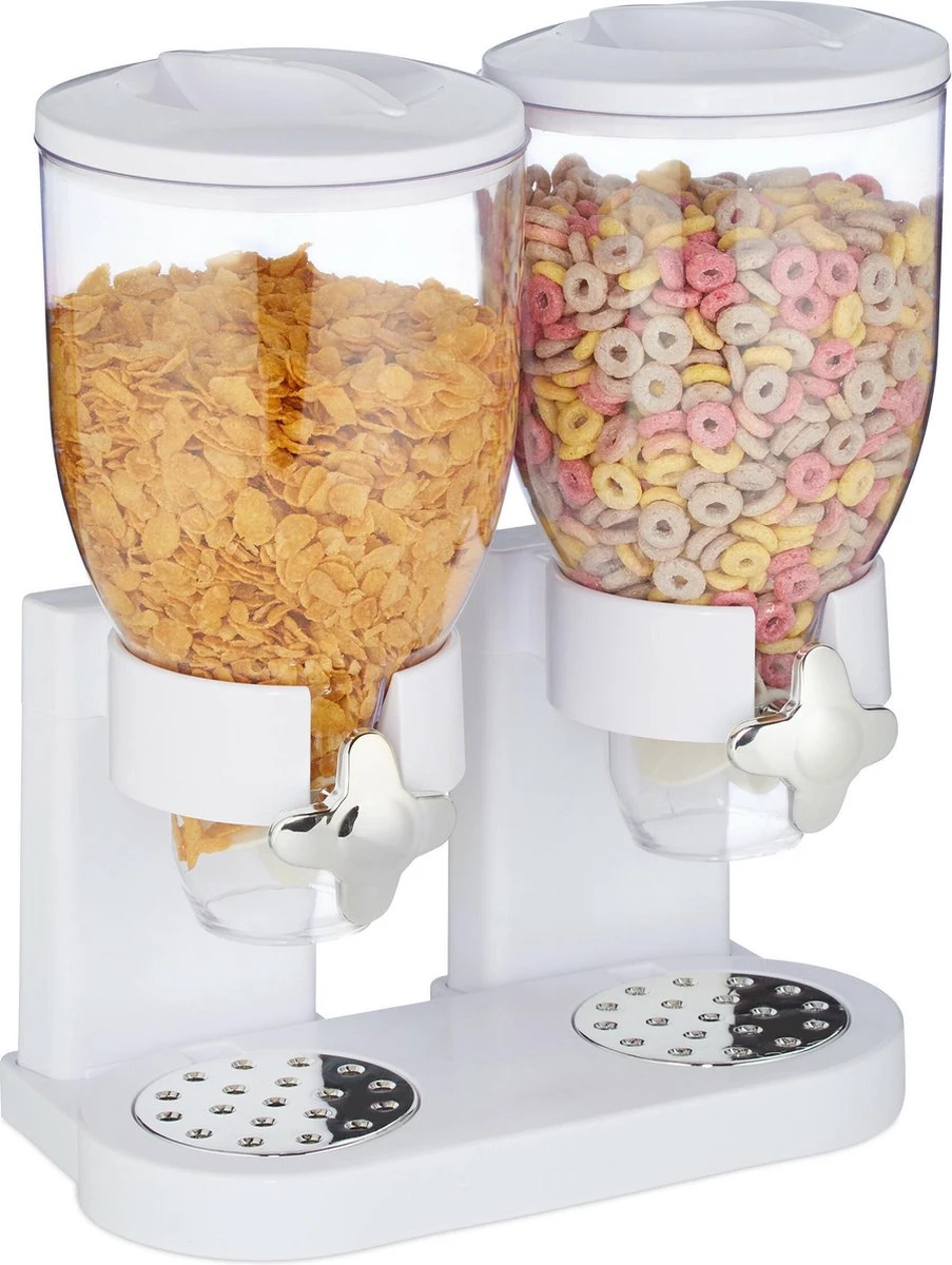 Relaxdays Conflakes Dispenser - Dubbel - Muesli Dispenser - 2x 4 L - Snoepautomaat - Zwart 3 Relaxdays Conflakes Dispenser - Dubbel - Muesli Dispenser - 2x 4 L - Snoepautomaat - Zwart - Afbeelding 3