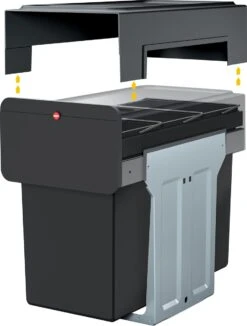Hailo 0310-300 EcoLine Design Trio L Inbouwafvalemmer 3x10L Met 3 Compartimenten Zwart -Thuis Opslag Winkel 909x1200 2