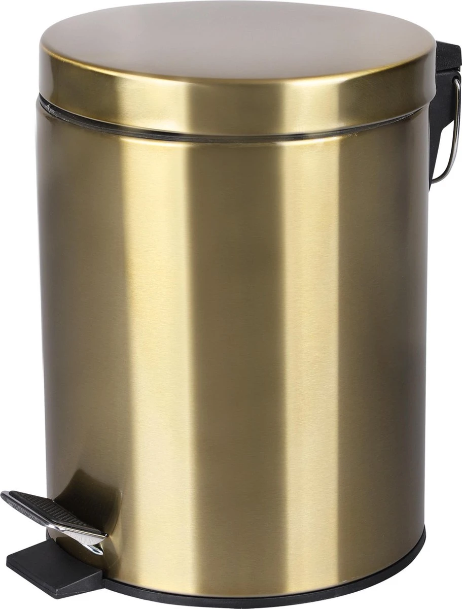Differnz Pedaalemmer Mat Goud – Prullenbak Badkamer – Afvalbakje – 5 Liter 1 Differnz Pedaalemmer Mat Goud – Prullenbak Badkamer – Afvalbakje – 5 Liter