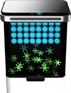 Homra DEXER Afvalscheiding Prullenbak - 4 Vakken - 60 Liter (2×18L + 2×12L) - Recycle Sensor Prullenbak - RVS Afvalemmer - Afvalscheidingsprullenbak - Design Keuken Afvalemmer - Automatische Lucht- En Bacterie Filter - Soft Close Deksel – Kleur Wit -Thuis Opslag Winkel 917x1200 1