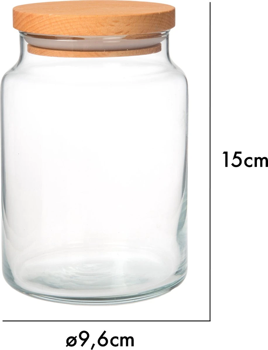 Joy Kitchen Glazen Voorraadpot Met Houten Deksel 890 Cc | ø 9,6 X 15 Cm | Voorraadpotten Glas Met Deksel | Snoeppot | Houten Deksel | Voorraadpotten Glas | Voorraadpot Koffie | Snoeppot Glas Met Deksel | Kruidenrek | Kruidenrek Potjes 2 Joy Kitchen Glazen Voorraadpot Met Houten Deksel 890 Cc | ø 9,6 X 15 Cm | Voorraadpotten Glas Met Deksel | Snoeppot | Houten Deksel | Voorraadpotten Glas | Voorraadpot Koffie | Snoeppot Glas Met Deksel | Kruidenrek | Kruidenrek Potjes - Afbeelding 2