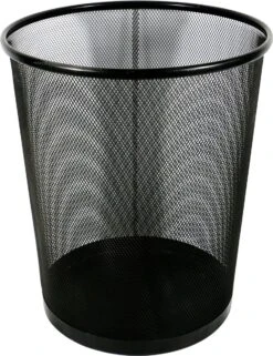 Robuuste Papier Prullenmand - Kantoor Papierprullenmand - Dat Kan Nog Korter = Mand - 16.5 Liter - Duurzame Prullenmand - Metaal - Zwart - Mini Kamer Prullenbak