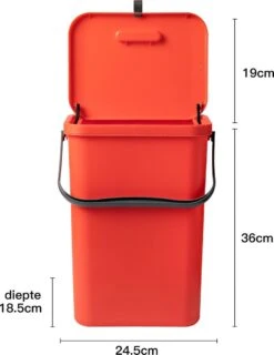 Homra Wall-up Prullenbak | Inbouwprullenbak Ophangbaar Met Plakstrip | GFT Vuilbak | Werkblak Afvalbak | Draagbare Vuilnisemmer | 12L Inhoud | Rood -Thuis Opslag Winkel 925x1200 1