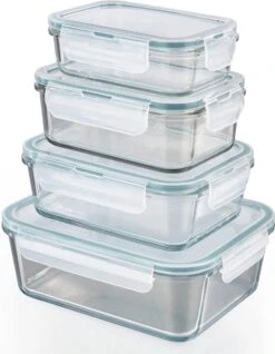 GOURMETmaxx Klick-it Glazen Bewaardozen, Set Van 4 Potten Met Deksels | Vaatwasmachine-, Magnetron- En Vriezerbestendig, Deksels Met Siliconen Afdichting En 4-weg Kliksluiting Transparent -Thuis Opslag Winkel 932x1200 2