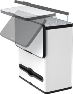 Stangvollby Vallvik Prullenbak – 4 Liter – Keukenrol Dispenser – Wit – RVS - Ophangbare Vuilbak - Afvalscheiding - Uitneembare Binnenemmer – Inbouw Vuilnisbak – Keuken Afvalemmer – Ruimtebesparend – Staand - Ophangen – Keukenrol Houder – GFT Bakje -Thuis Opslag Winkel 934x1200