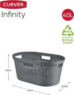 Curver Infinity Recycled Wasmand Dots 40L - 100% Recycled - Donkergrijs 7 Curver Infinity Recycled Wasmand Dots 40L - 100% Recycled - Donkergrijs -Thuis Opslag Winkel 935x1200