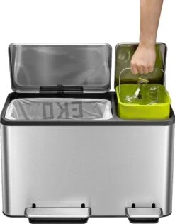 EKO EcoCasa Recycle Prullenbak - 30 + 15 L - Mat RVS -Thuis Opslag Winkel 939x1200 2