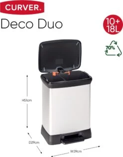 Curver Decobin Duo Prullenbak Afvalscheider - 10L + 18L - Metallic -Thuis Opslag Winkel 943x1200 3