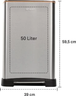 Pedaalemmer RVS 50 Liter - Prullenbak Met Pedaal Homra KONIQ - 50L Zilver - Automatische Lucht Filter - Odor Control Filter - Softclose Deksel - Design Afvalemmer - Duurzaam Vingerafdrukvrij En Vuilafstotend RVS - Keuken En Kantoor Vuilbak -Thuis Opslag Winkel 943x1200 4