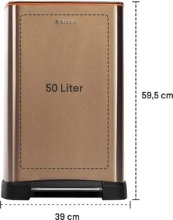 Homra Koniq Prullenbak Met Pedaal - 50 Liter - RVS - Pedaalemmer - Automatisch Lucht Filter - Odor Control - 50L Capaciteit - Soft Close Deksel - Afvalemmer - Design - Hygiënisch - Koper -Thuis Opslag Winkel 946x1200 2