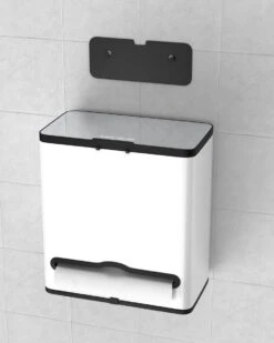 Stangvollby Vallvik Prullenbak – 4 Liter – Keukenrol Dispenser – Wit – RVS - Ophangbare Vuilbak - Afvalscheiding - Uitneembare Binnenemmer – Inbouw Vuilnisbak – Keuken Afvalemmer – Ruimtebesparend – Staand - Ophangen – Keukenrol Houder – GFT Bakje -Thuis Opslag Winkel 958x1200 4