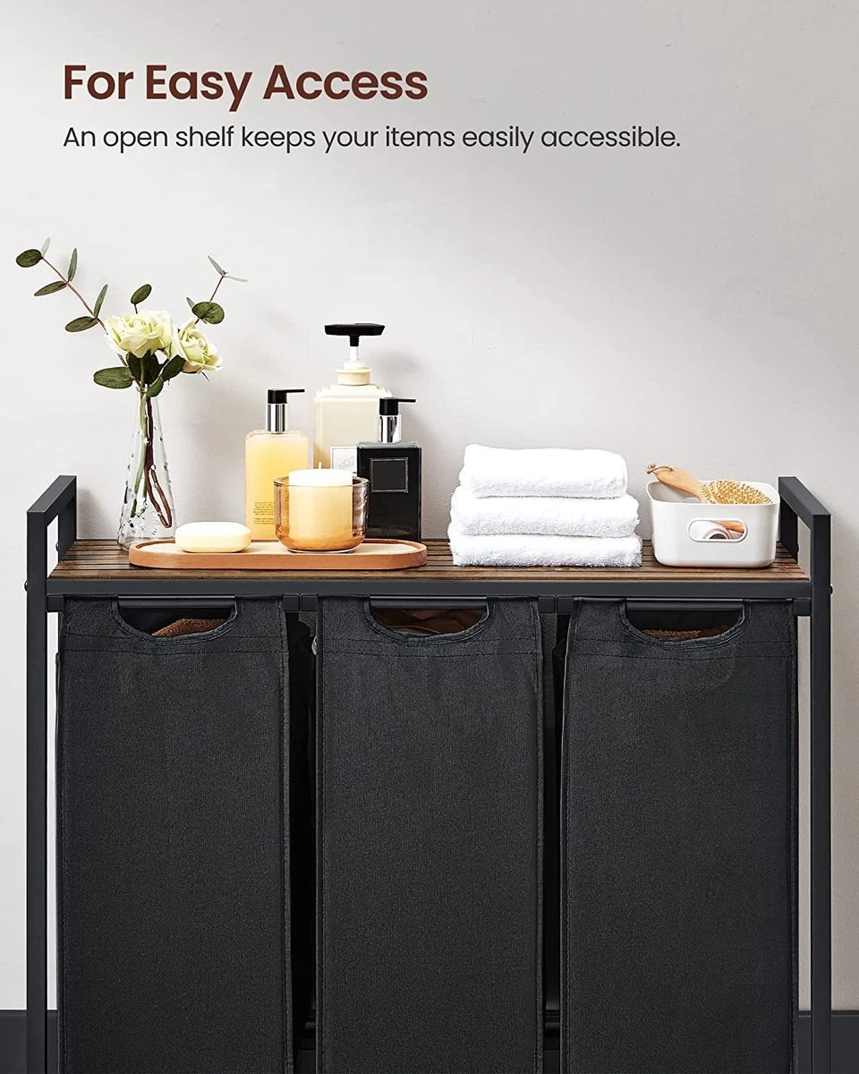 Merkloos Soph & Tess Wasmand 3 Vakken – Wassorteerder Met Uitschuifbare Waszakken - Bruin En Zwart 8 Merkloos Soph & Tess Wasmand 3 Vakken – Wassorteerder Met Uitschuifbare Waszakken - Bruin En Zwart - Afbeelding 8