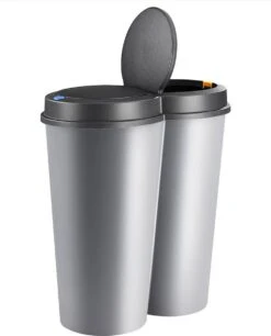 GENERIC Deuba Vuilnisbak Duo 50L – Rond 2x 25 Liter – Kunststof Zilver -Thuis Opslag Winkel 969x1200 3