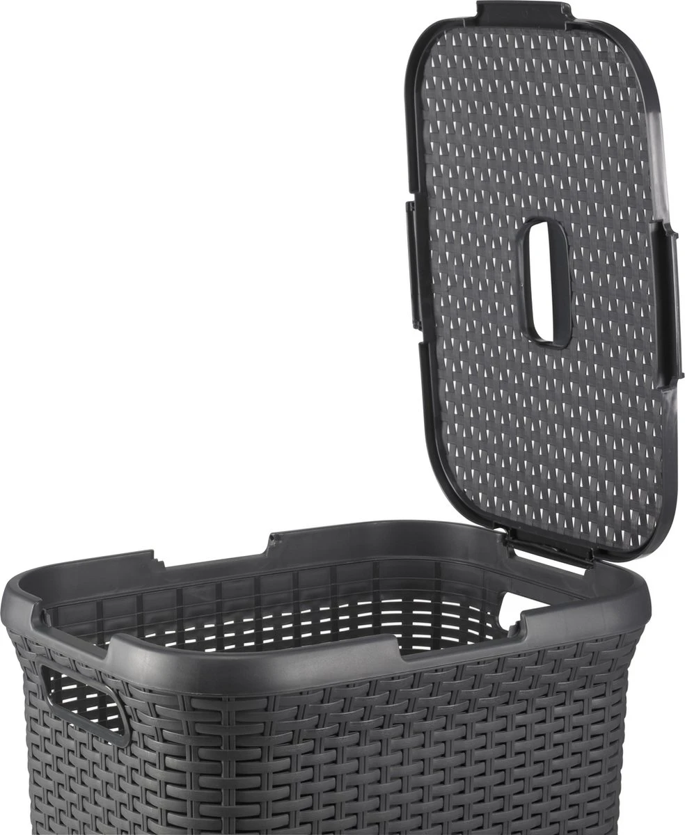 Curver Style Wasmand Met Deksel - 60L - 2 Stuks - Antraciet 6 Curver Style Wasmand Met Deksel - 60L - 2 Stuks - Antraciet - Afbeelding 6