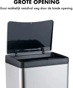 MOA Sensor Prullenbak - 50 Liter - RVS & Duurzaam ABS - Non-slip - Geruisloze Deksel - Vertraagd Sluiten Modus - Stainless - SB02S -Thuis Opslag Winkel 989x1200 1