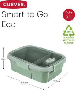 Curver Smart To Go Eco Lunchbox 0.6 + 0.3L Groen 14 Curver Smart To Go Eco Lunchbox 0.6 + 0.3L Groen -Thuis Opslag Winkel 994x1200 5