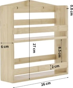 ACAZA Ophangbaar Kruidenrek Met 10 Glazen Kruidenpotjes, Spice Rack, Keuken Rek, Kruiden Organizer Voor Specerijen, Peper, Zout, 26 Cm Breed, Bamboe -Thuis Opslag Winkel 995x1200 1